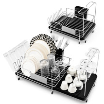 Dish Drying Rack Stainless Steel Expandable Dish Rack w/Drainboard&amp;Swivel Spout - £55.61 GBP