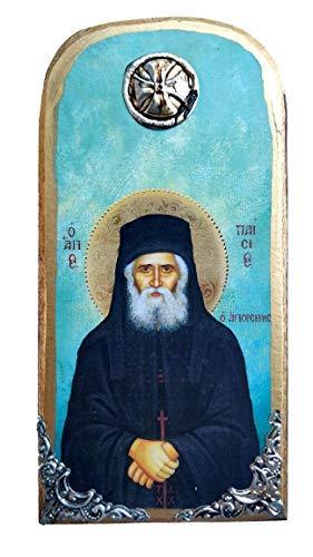 Wooden Greek Christian Orthodox Wood Icon of Saint Paisios / OP10