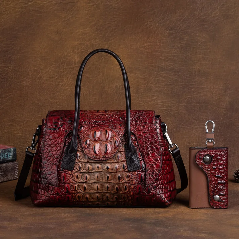 Vintage Women Shoulder Bag Crocodile Female Bags For Woman Luxury  Leather Hand