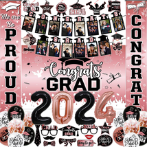 2024 Pink Graduation Decorations, Pink Graduation Banner Class of 2024 Pink and - £30.14 GBP