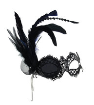 Scratch &amp; Dent Steampunk Masquerade Metal Lace Monocle Eye Feather Mask with - £11.37 GBP