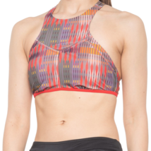 prAna Azra Medium High-Neck Bikini Top UPF 50+ Racerback Carmine Desert Geo NEW - £32.35 GBP