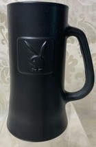 Playboy Vintage Dark Grey Beer Stein Mug Raised Bunny Logo Clear Glass Bottom - £9.71 GBP