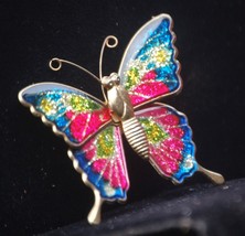Multi-Color Butterfly Brooch Pin Jewelry Vintage - $9.89