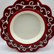 Bella Casa By Ganz Red &amp; White Ceramic Scalloped Plate With Vine Design - $18.50