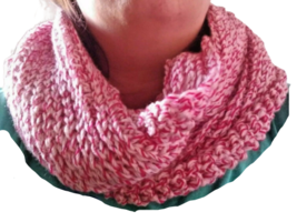 Hand Crocheted Cowl Scarf in Red and White Super Soft Open Knit - £12.06 GBP