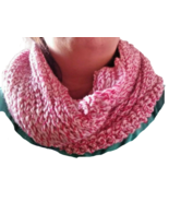 Hand Crocheted Cowl Scarf in Red and White Super Soft Open Knit - £12.08 GBP