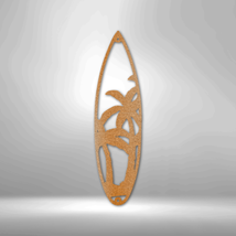 Surf Board Palm Trees Steel Sign Laser Cut Powder Coated Home &amp; Office M... - £41.36 GBP+