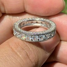 Full Eternity 4.50Ct Simulated Diamond Anniversary Ring 14k White Gold Size 8.5 - £221.22 GBP