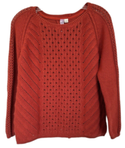 Alya Women&#39;s Knit Sweater Long Sleeve Back Slit Cotton Acrylic Size L Or... - £13.41 GBP