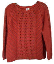 Alya Women&#39;s Knit Sweater Long Sleeve Back Slit Cotton Acrylic Size L Or... - $23.06 CAD