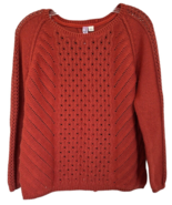Alya Women&#39;s Knit Sweater Long Sleeve Back Slit Cotton Acrylic Size L Or... - $23.06 CAD
