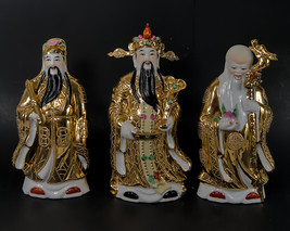 Fuk Luk &amp; Sau Chinese Three Wise Men Figurines Statues Good Luck Feng Sh... - £140.59 GBP