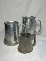 Vtg 1970&#39;s Aluminum Glass Bottom And Sheffield England Pewter Beer Tankards  - £23.86 GBP