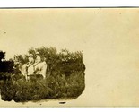 2 Boys with Hats Riding a Cow Ringgold Real Photo Postcard 1910&#39;s - $17.82