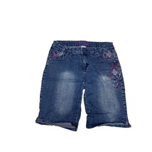 Total Girl Plush Size 14.5 Denim jean Shorts Long Butterfly Applique Pat... - $8.90