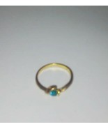 BLUE SAPPHIRE SIZE 7 RING IN GOLD ALLOY SETTING - $5.00