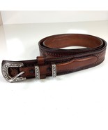 Smith &amp; Wesson Brown Leather Western Tooled Silver Buckle Mens Sz 40 Belt - $39.00