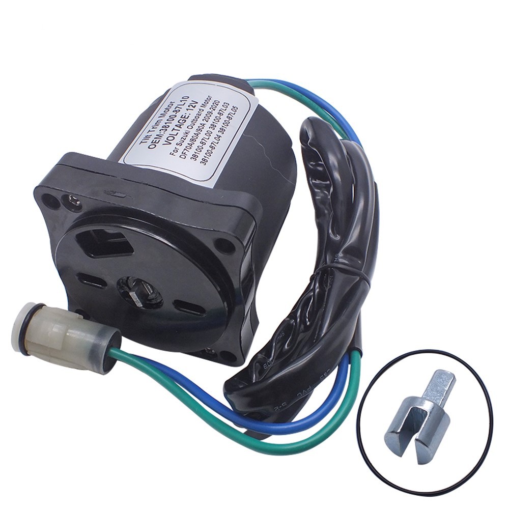 38100-87L10 Trim Motor 12V For Suzuki Outboard DF70 85 90 HP & Round Wire Socket