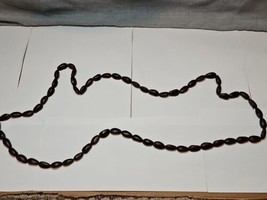 Vintage Long Brown Necklace Stone-Like Design, 49&#39;&#39; Length - £7.49 GBP