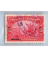 1923 EL SALVADOR Stamp - Overprint 5c on 6c SC#482 1814J - $1.49