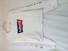 NWT Levi&#39;s Red White Blue Crew Neck Raw Cut Long Sleeve Sweatshirt S Org $54.50 - £14.18 GBP