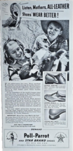 1941 POLL PARROT AND STAR BRAND SHOES-Girl Boy Cow Vintage Print Ad-WWII - $10.84
