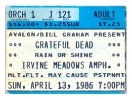 Grateful Dead Biglietto Del Concerto Del 13 Aprile 1986 Irvine California - $49.48