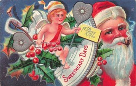 Santa Claus Smoking A Pipe Sweetheart Series #1~1910 Christmas POSTCARD - £10.17 GBP