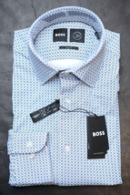 HUGO BOSS Hombre Hank Kent Viaje Ajustado Performance Elástico Vestido Camisa 38 - £50.73 GBP