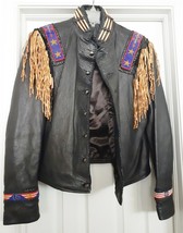 VTG REN ELLIS SANTA FE Leather Jacket Beaded Fringe Western Black Mens N... - £1,066.71 GBP