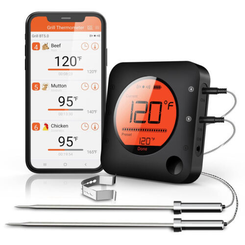 Meat Thermometer Wireless Bluetooth, LCD Digital Meat Thermometer with D... - $120.68