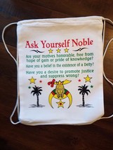 Noble Shriner back pack Cotton Tote bag White cotton bag Fraternity gym bag - $8.82