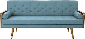 Christopher Knight Home Aidan Mid Century Modern Tufted Fabric Sofa, Blue - $679.99