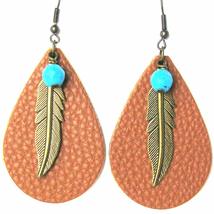 EleganceWithFlair Handmade Faux Leather Double Sided Dangle Embossed Pattern Ear - £7.88 GBP