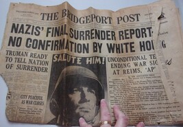The Bridgeport Post Conn May 7, 1945 Nazis’ Final Surrender Reported  - $5.99
