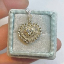 2.20 Ct Round Cut V/VVS1 Diamond Heart Cluster Pendant 14K Yellow Gold Over - £111.83 GBP