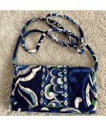 Vera Bradley Womens Strap Wallet Blue White Green Flowers 7” X 4” - $23.50 CAD