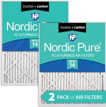 Nordic Pure 14X24X1 Merv 14 Pleated Plus Carbon Ac Furnace Air Filters 2 Pack. - £42.44 GBP