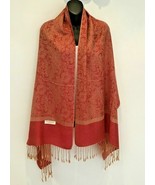 Red with Beige Pashmina Cashmere Scarf Shawl Paisley Silk Women Men - $18.98