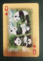 Animal-Themed Golden Foil PVC Mini Playing Card Panda Queen Diamonds - $1.84