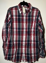 NWT Sonoma Life + Style Mens Long Sleeve Plaid Button Down Shirt Large red/blue - £8.01 GBP