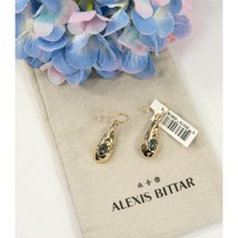 Alexis Bittar Gold Crumpled Metal Single Crystal Tear Drop Earrings NWT - $97.52