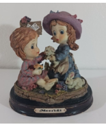 MEERCHI FIGURINE Collectible TWO GIRLS WITH BUNNIES 5 1/2&quot; Purple Hat - €8,65 EUR