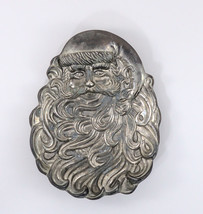 Christmas Trinket Dish/Candy Bowl Santa Claus Face 7&quot; Pewter 1970’s Vintage - £13.54 GBP