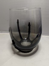 Skeleton Hand Stemless Wine Glass Smokey Gray Celebrate Halloween Metal Party 19 - £19.88 GBP