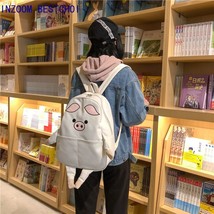 Cute Cat Canvas Backpack Women Backpafor Teenage Girls School Bag Fashion Black  - £26.62 GBP