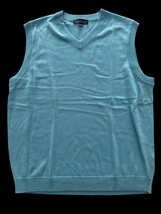 Hart Schaffer Marx Sweater Vest L Large Fine Merino Wool New Men&#39;s Teal ... - $372.18 MXN