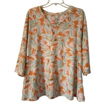 D &amp; Co. Womens Top Multicolor XL Half Sleeve V Neck Floral Pullover - £15.03 GBP