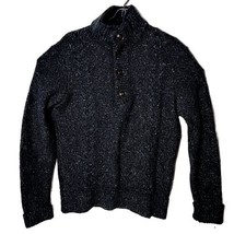 Tommy Hilfiger Men XL Wool Silk Blend Pullover Button Neck Fleece Sweater - £61.54 GBP